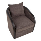 Gemma Swivel Accent Chair - Mocha Fabric, Espresso Wood