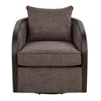Gemma Swivel Accent Chair - Mocha Fabric, Espresso Wood