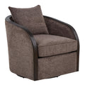 Gemma Swivel Accent Chair - Mocha Fabric, Espresso Wood