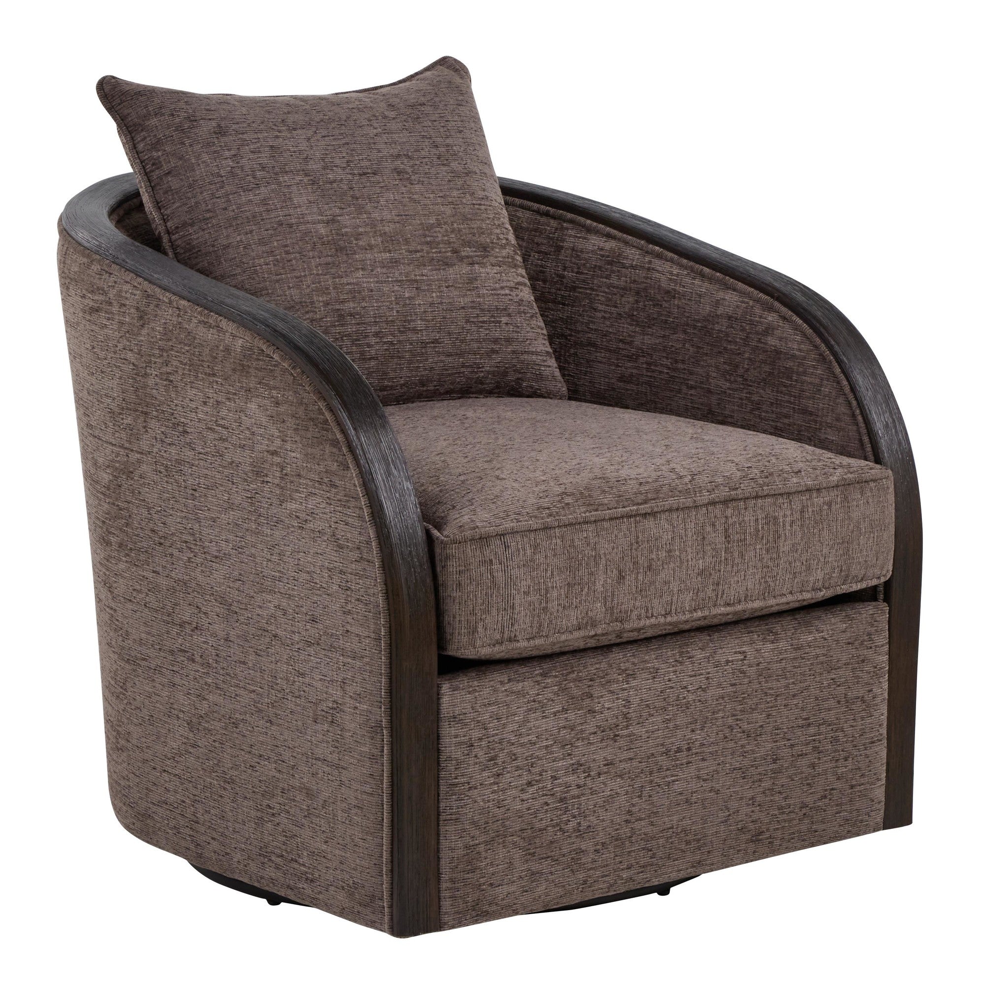 Gemma Swivel Accent Chair - Mocha Fabric, Espresso Wood