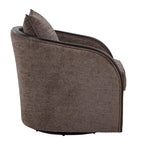 Gemma Swivel Accent Chair - Mocha Fabric, Espresso Wood