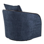 Gemma Swivel Accent Chair - Blue Indigo Fabric, Espresso Wood