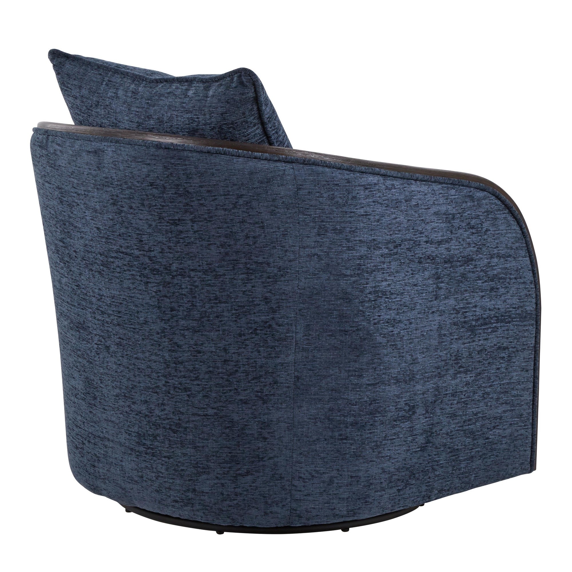 Gemma Swivel Accent Chair - Blue Indigo Fabric, Espresso Wood