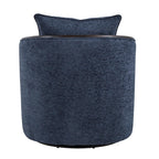 Gemma Swivel Accent Chair - Blue Indigo Fabric, Espresso Wood