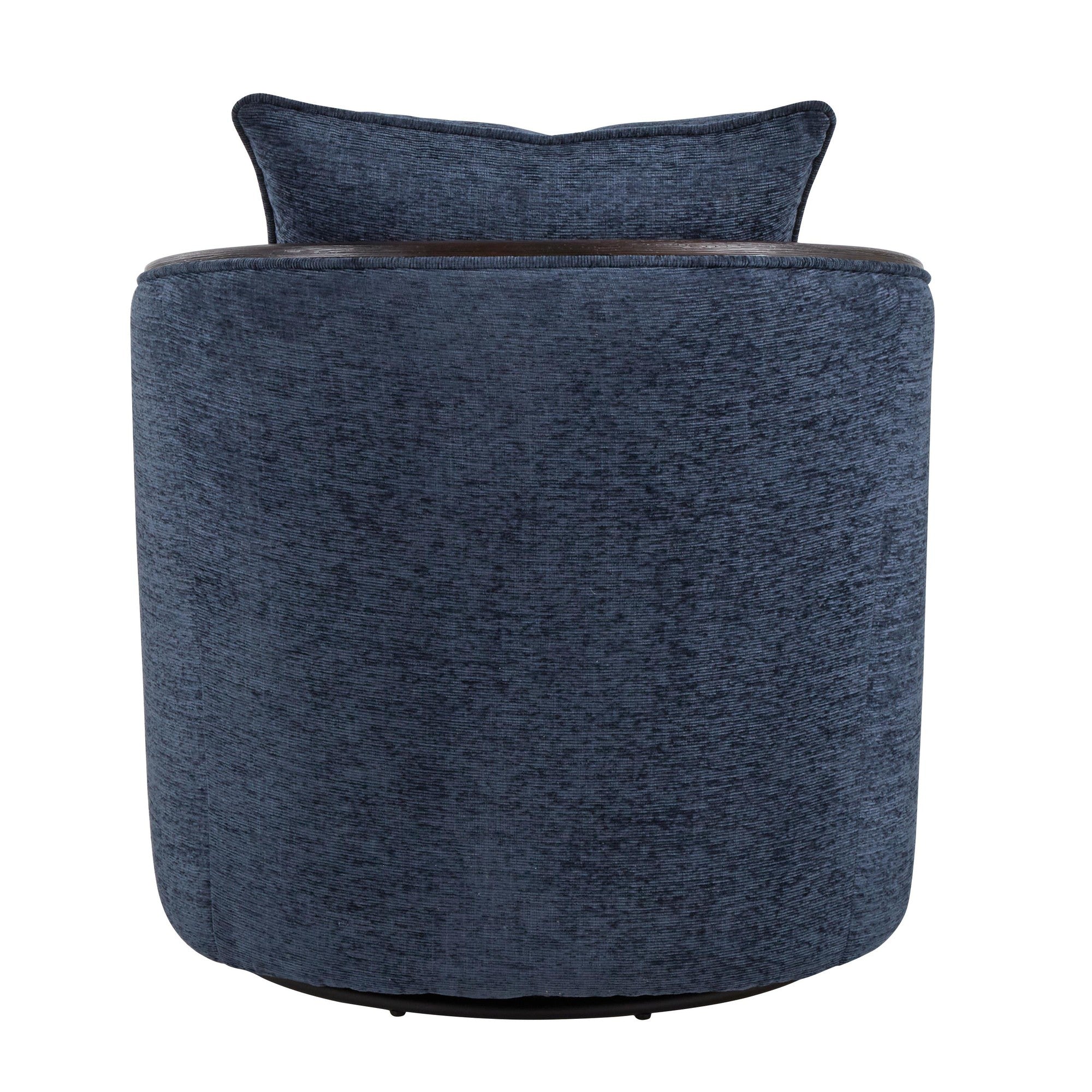 Gemma Swivel Accent Chair - Blue Indigo Fabric, Espresso Wood