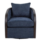Gemma Swivel Accent Chair - Blue Indigo Fabric, Espresso Wood