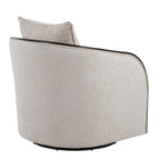 Gemma Swivel Accent Chair - Sand Fabric, Espresso Wood