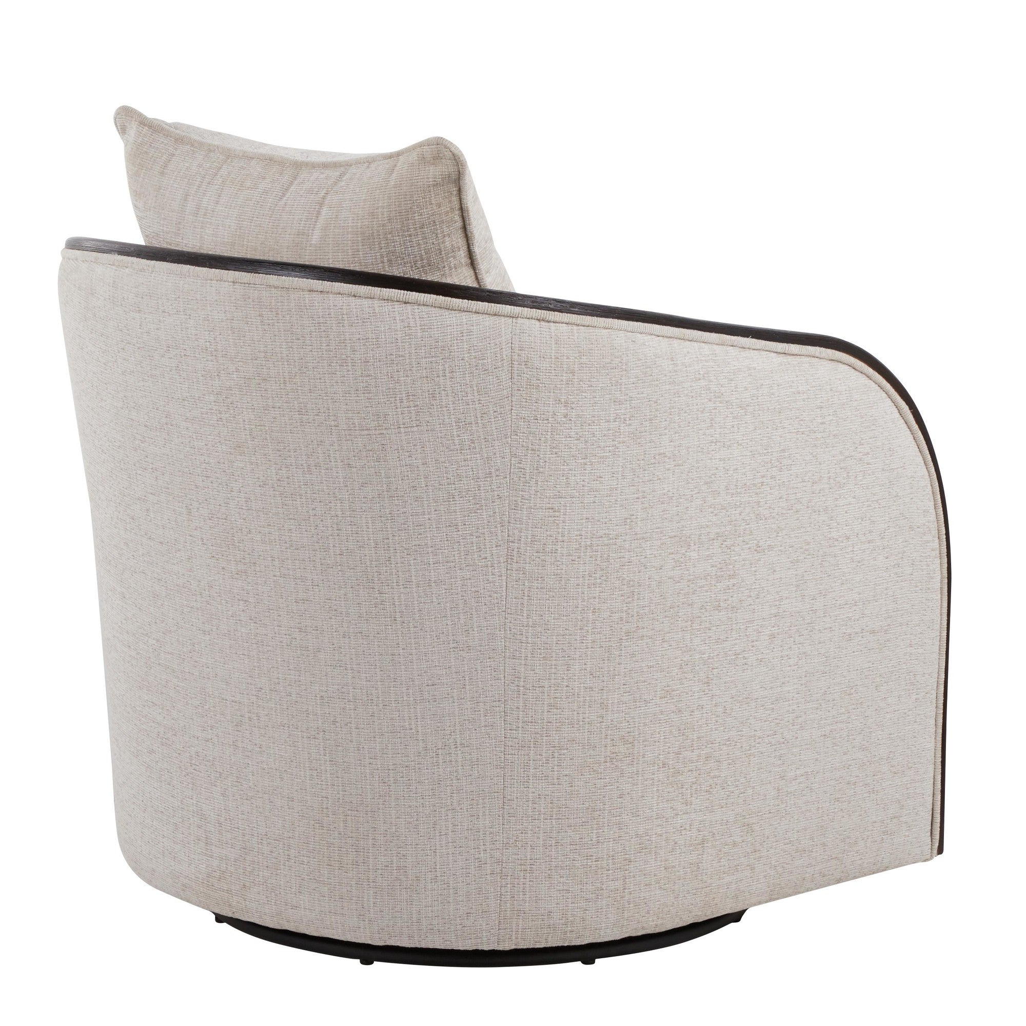 Gemma Swivel Accent Chair - Sand Fabric, Espresso Wood