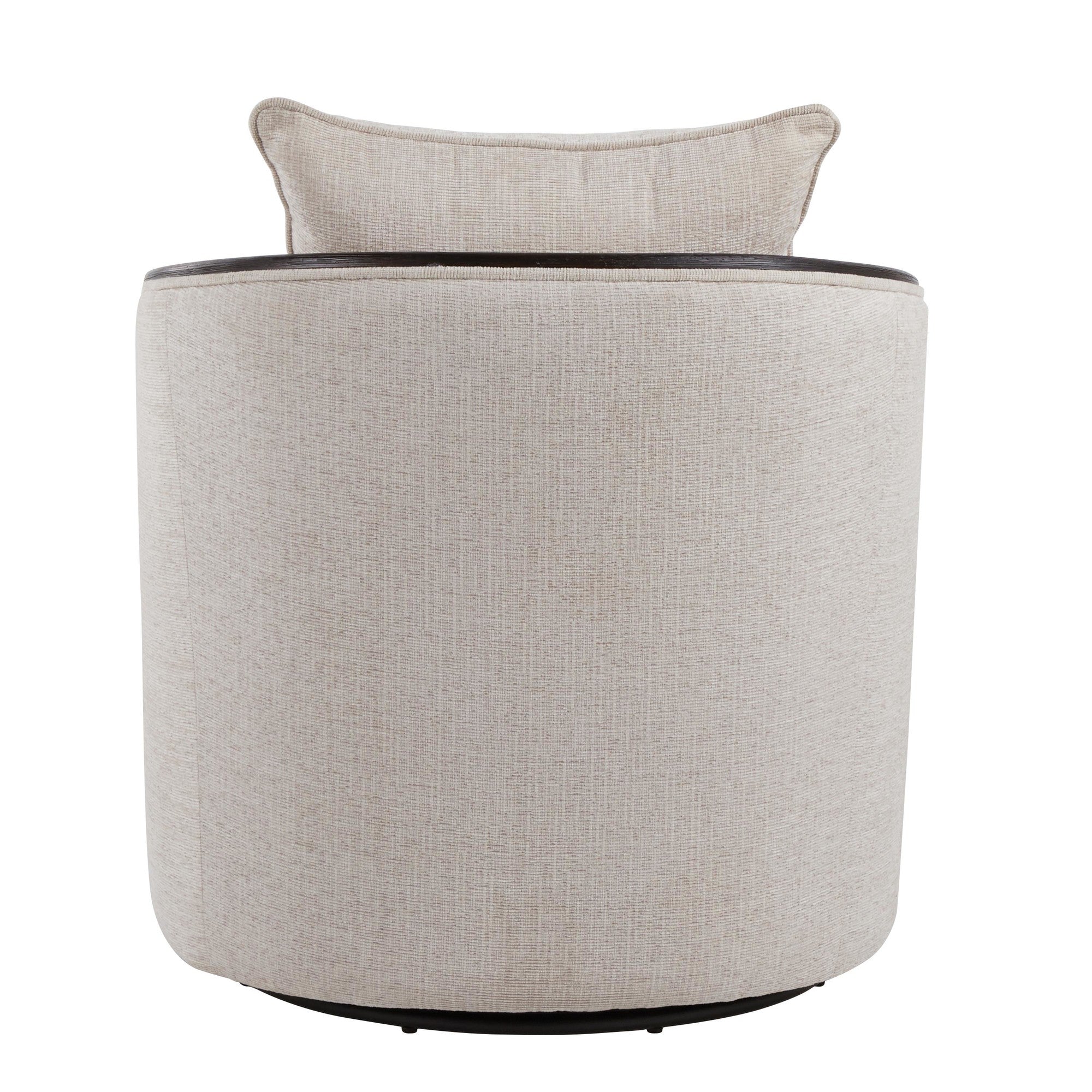 Gemma Swivel Accent Chair - Sand Fabric, Espresso Wood