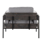 Kari Accent Chair - Black Metal, Grey Wood, Light Grey Fabric