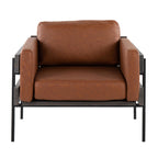 Kari Accent Chair - Black Metal, Grey Wood, Camel PU