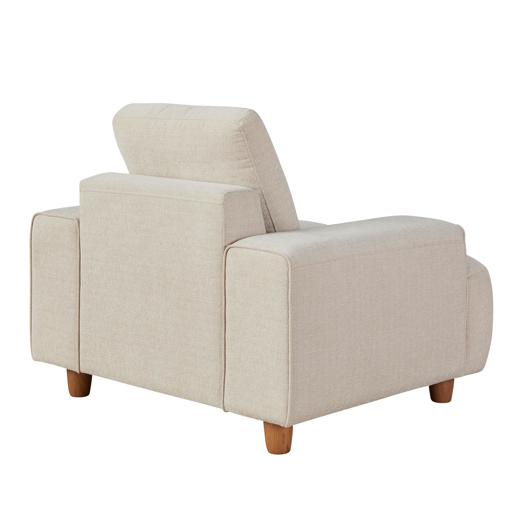 Kipton 43" Armchair - White Fabric, Walnut Wood