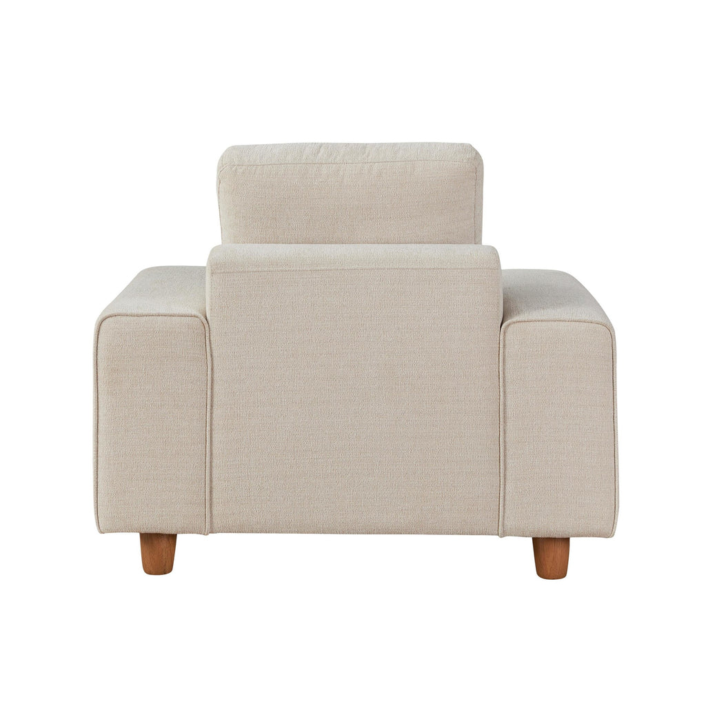 Kipton 43" Armchair - White Fabric, Walnut Wood