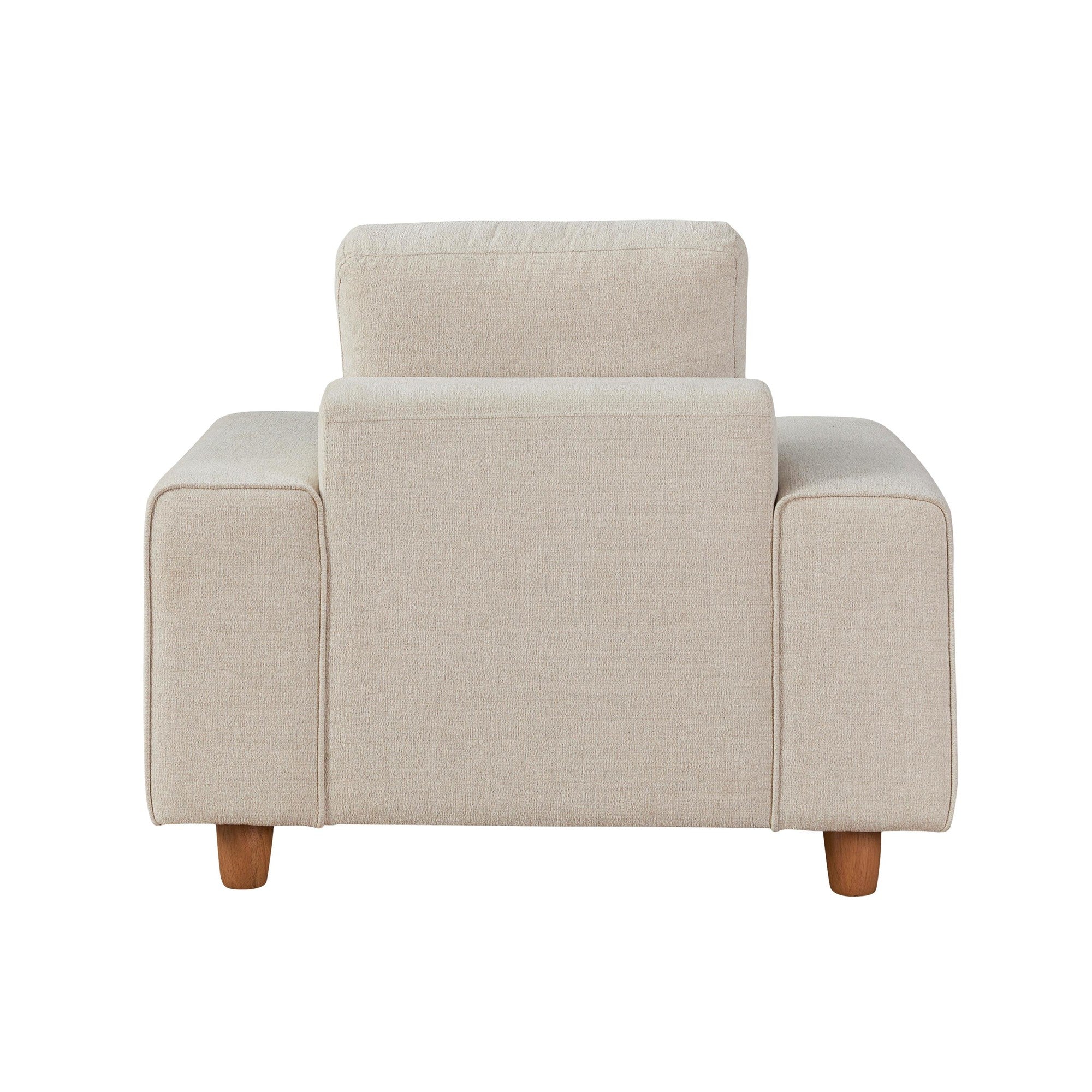 Kipton 43" Armchair - White Fabric, Walnut Wood