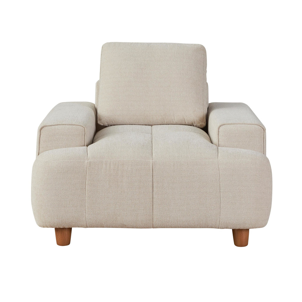 Kipton 43" Armchair - White Fabric, Walnut Wood