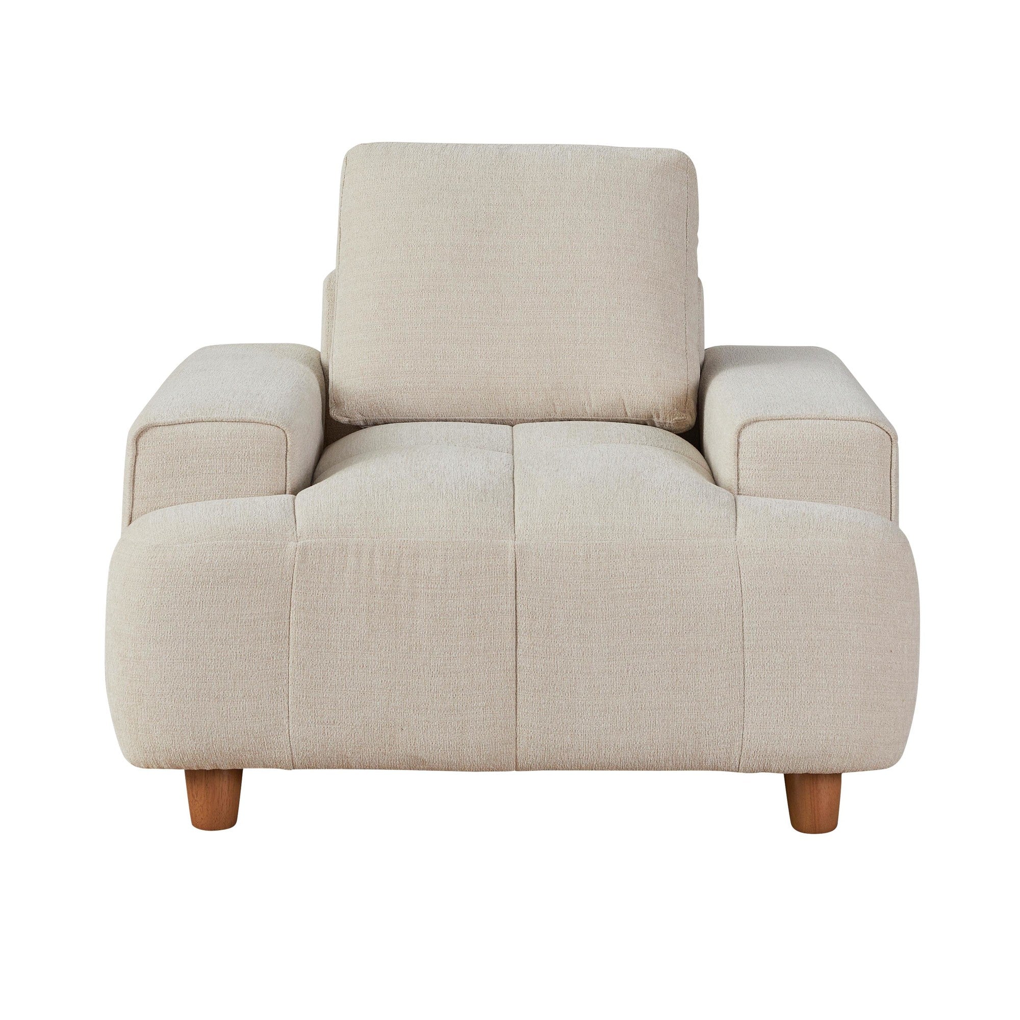 Kipton 43" Armchair - White Fabric, Walnut Wood