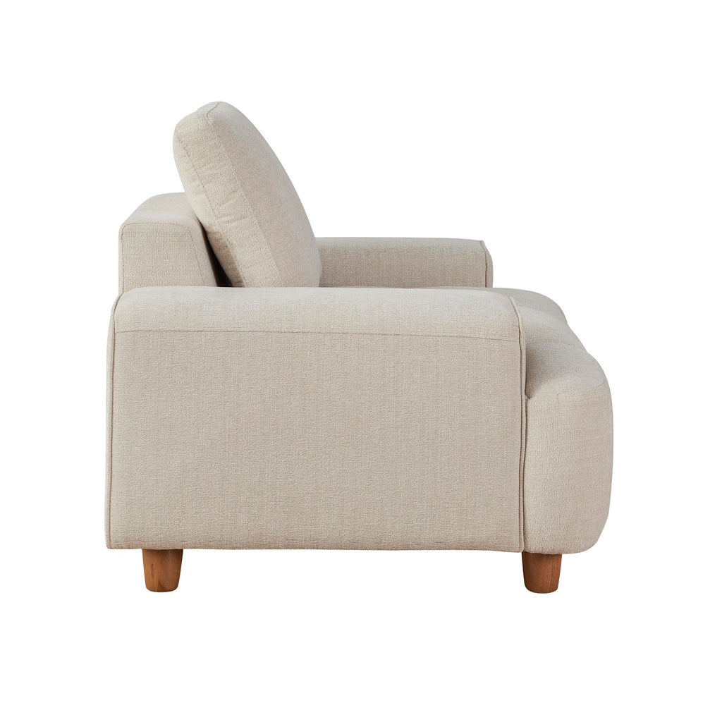 Kipton 43" Armchair - White Fabric, Walnut Wood