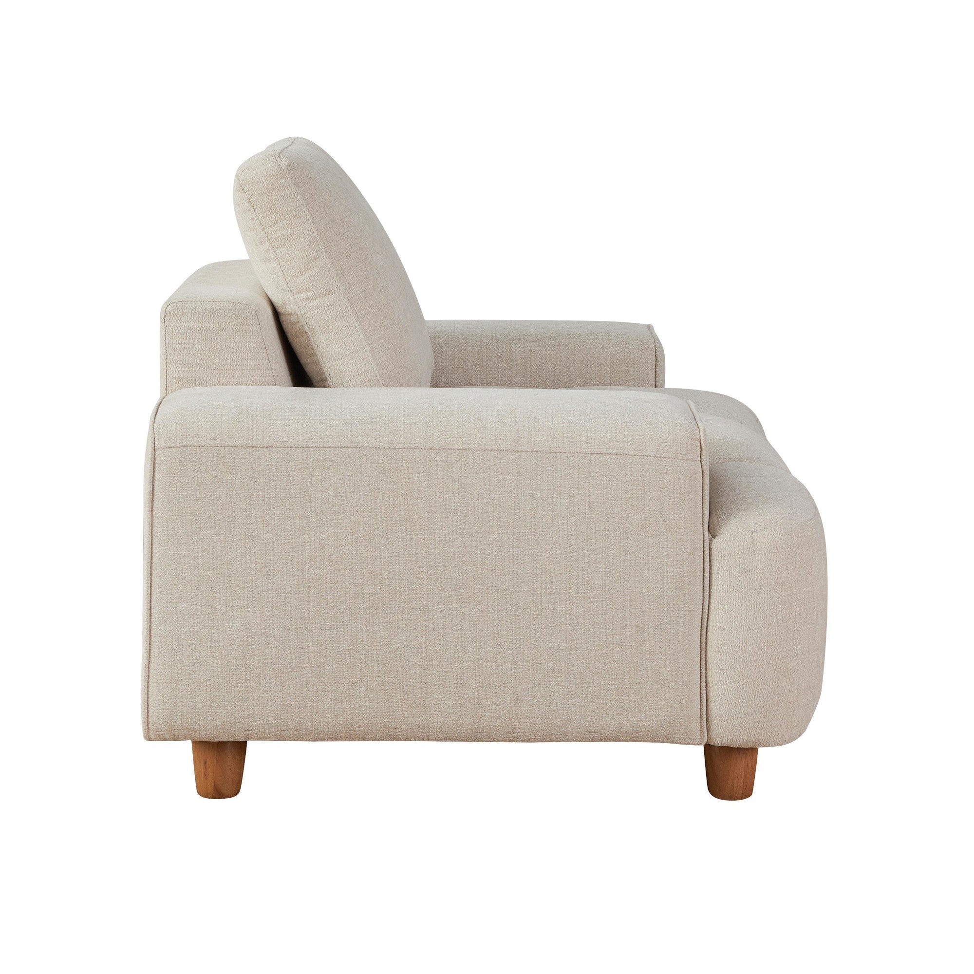 Kipton 43" Armchair - White Fabric, Walnut Wood
