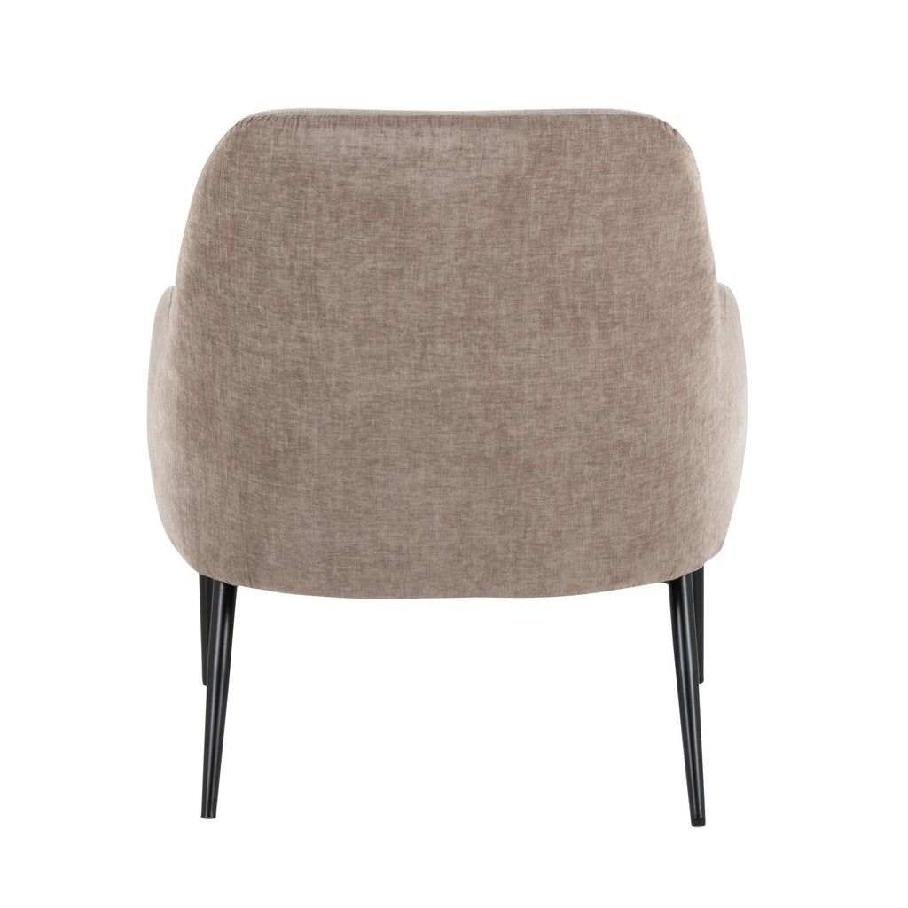 Marcel Accent Chair - Black Metal, Light Brown Fabric