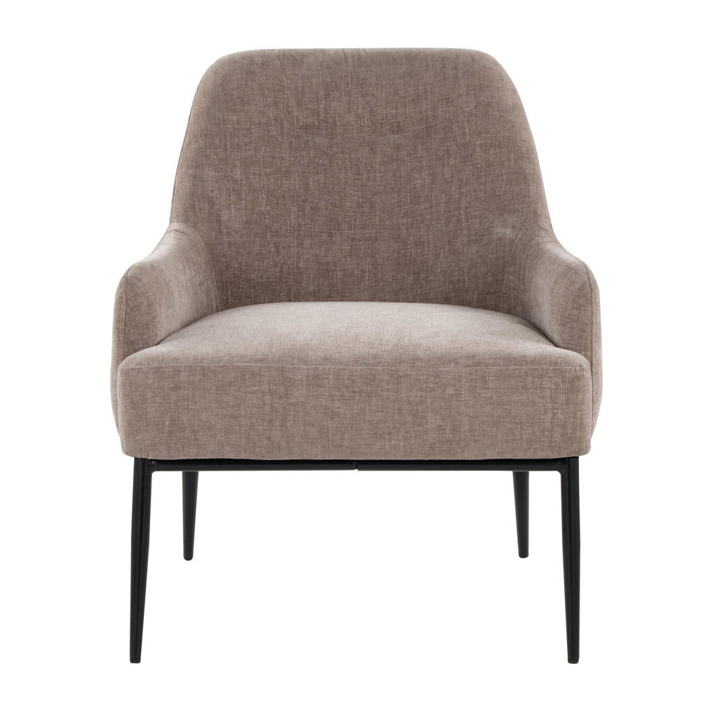 Marcel Accent Chair - Black Metal, Light Brown Fabric