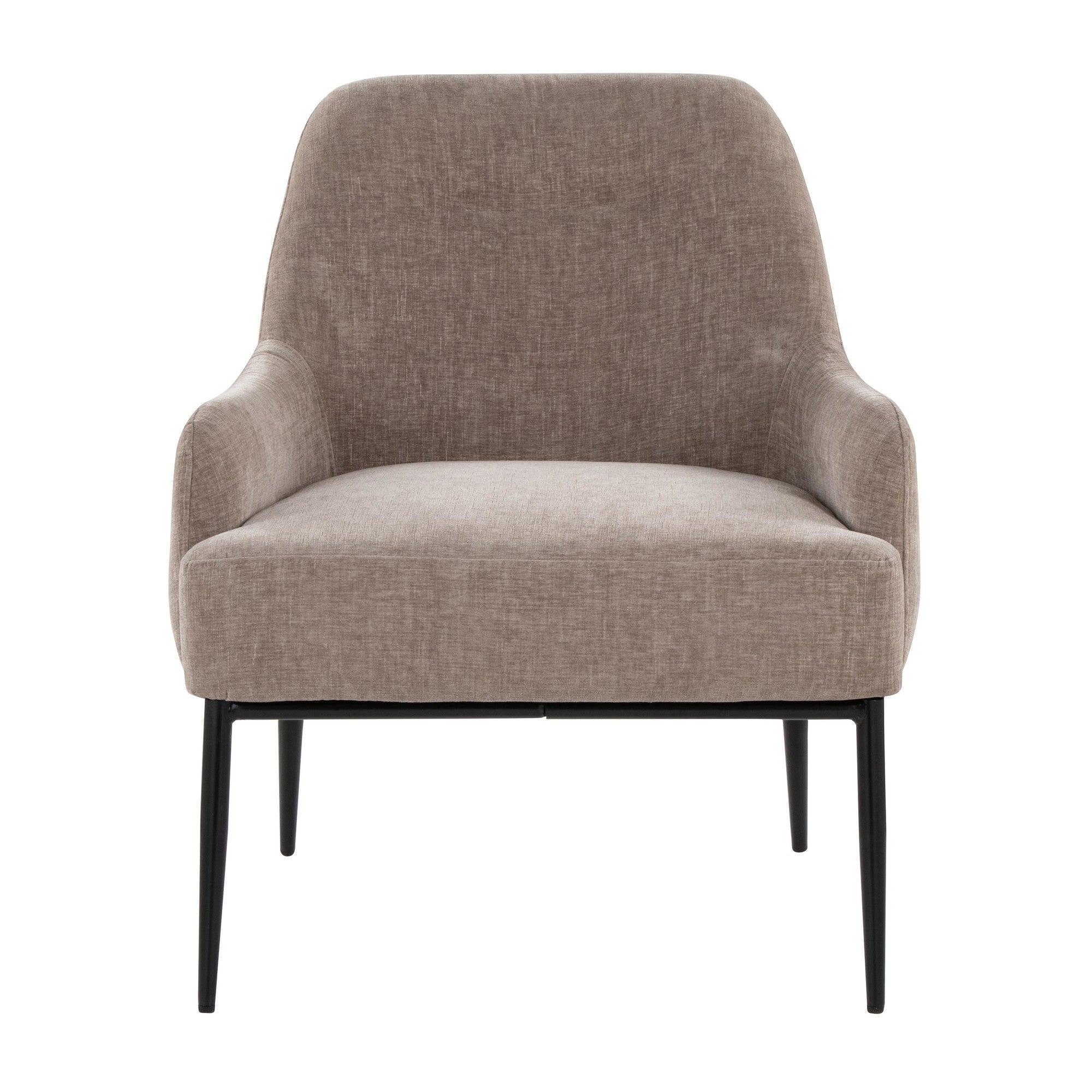 Marcel Accent Chair - Black Metal, Light Brown Fabric