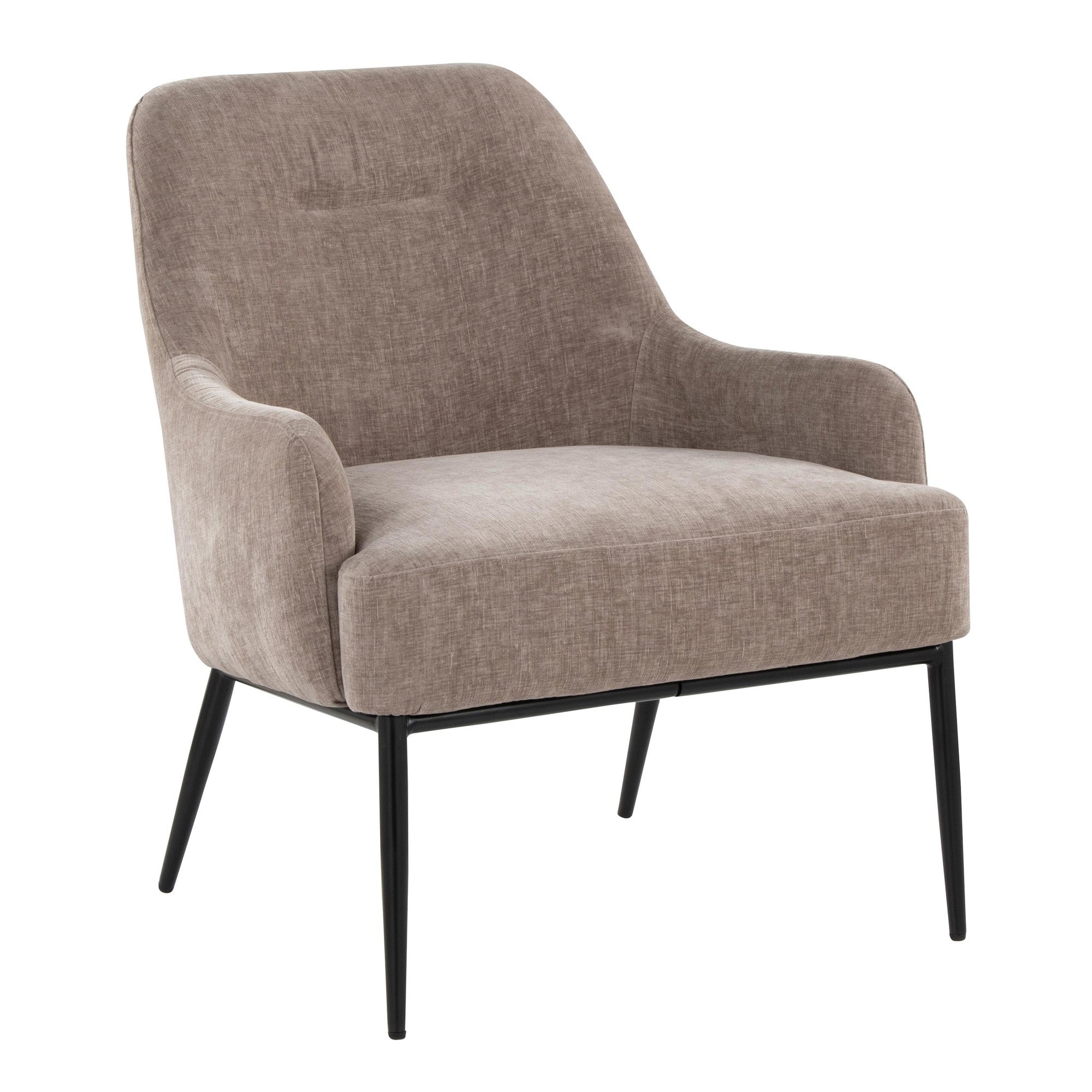Marcel Accent Chair - Black Metal, Light Brown Fabric