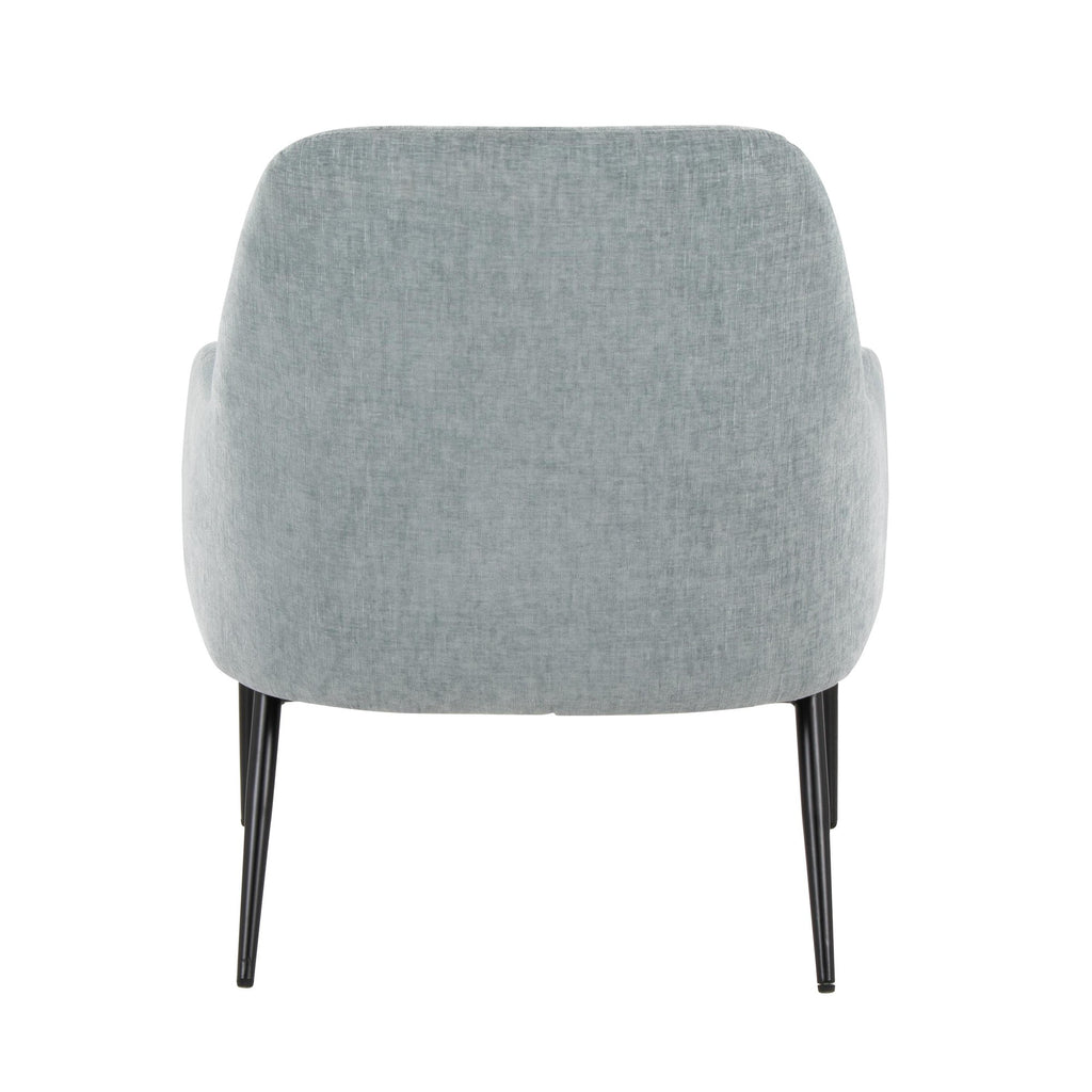 Marcel Accent Chair - Black Metal, Light Blue Fabric