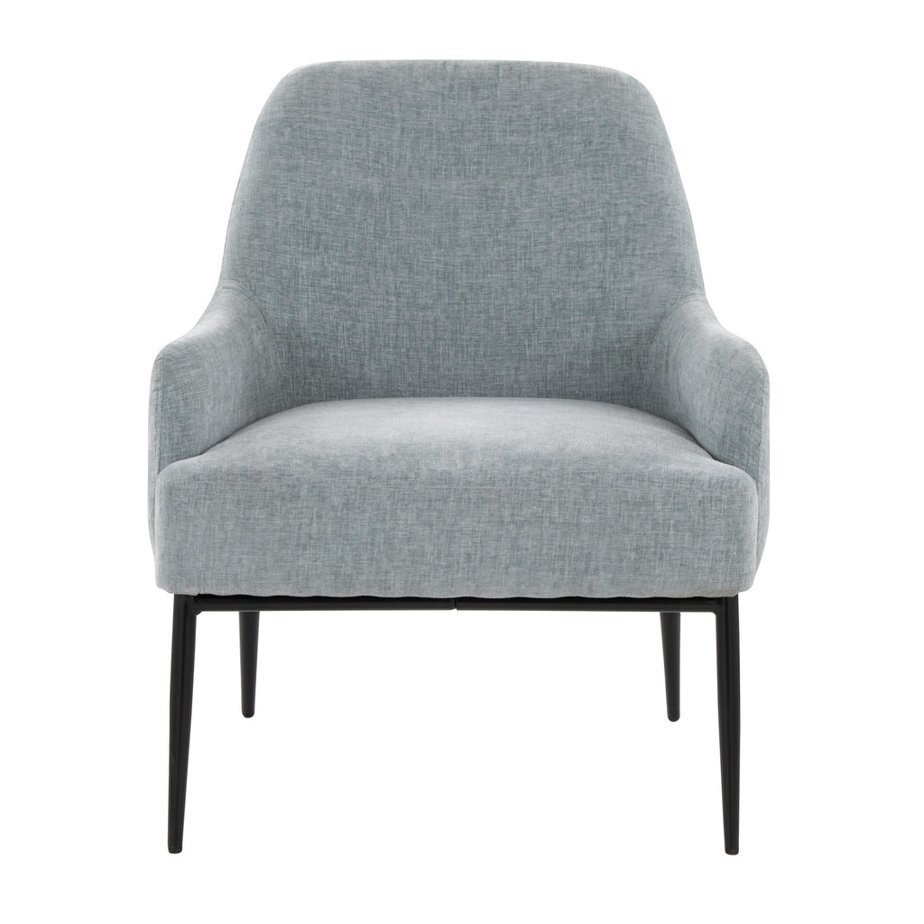 Marcel Accent Chair - Black Metal, Light Blue Fabric