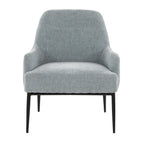 Marcel Accent Chair - Black Metal, Light Blue Fabric