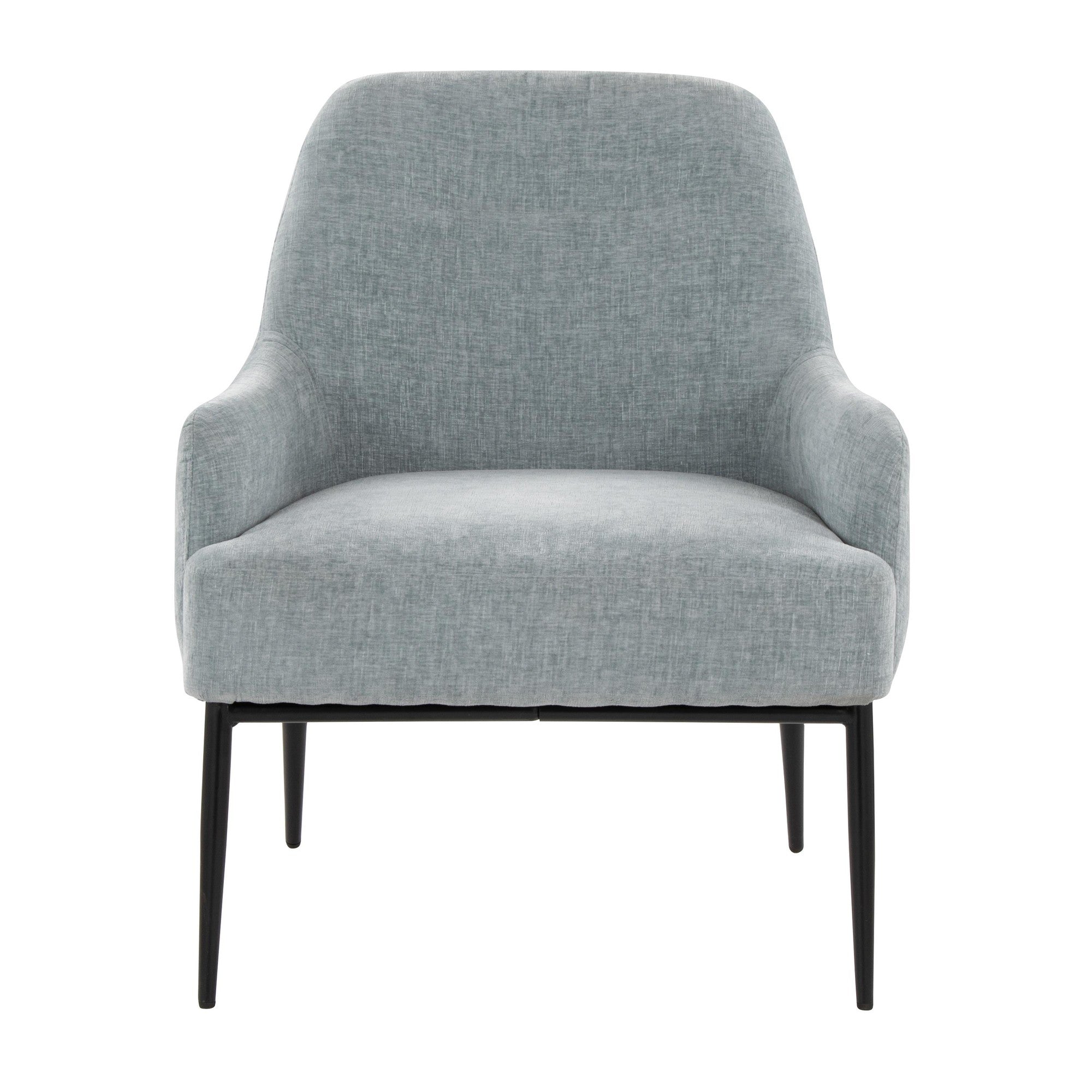 Marcel Accent Chair - Black Metal, Light Blue Fabric
