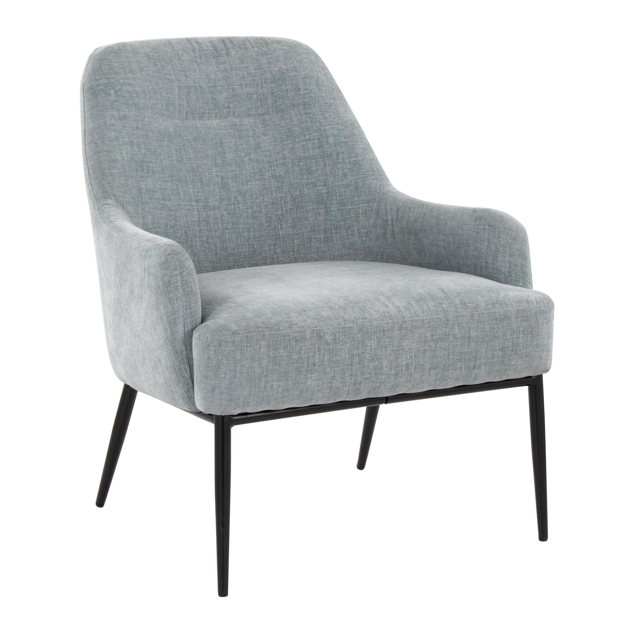 Marcel Accent Chair - Black Metal, Light Blue Fabric