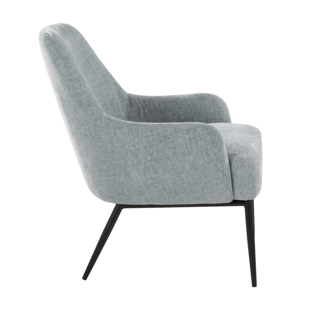 Marcel Accent Chair - Black Metal, Light Blue Fabric