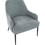 Marcel Accent Chair - Black Metal, Light Blue Fabric