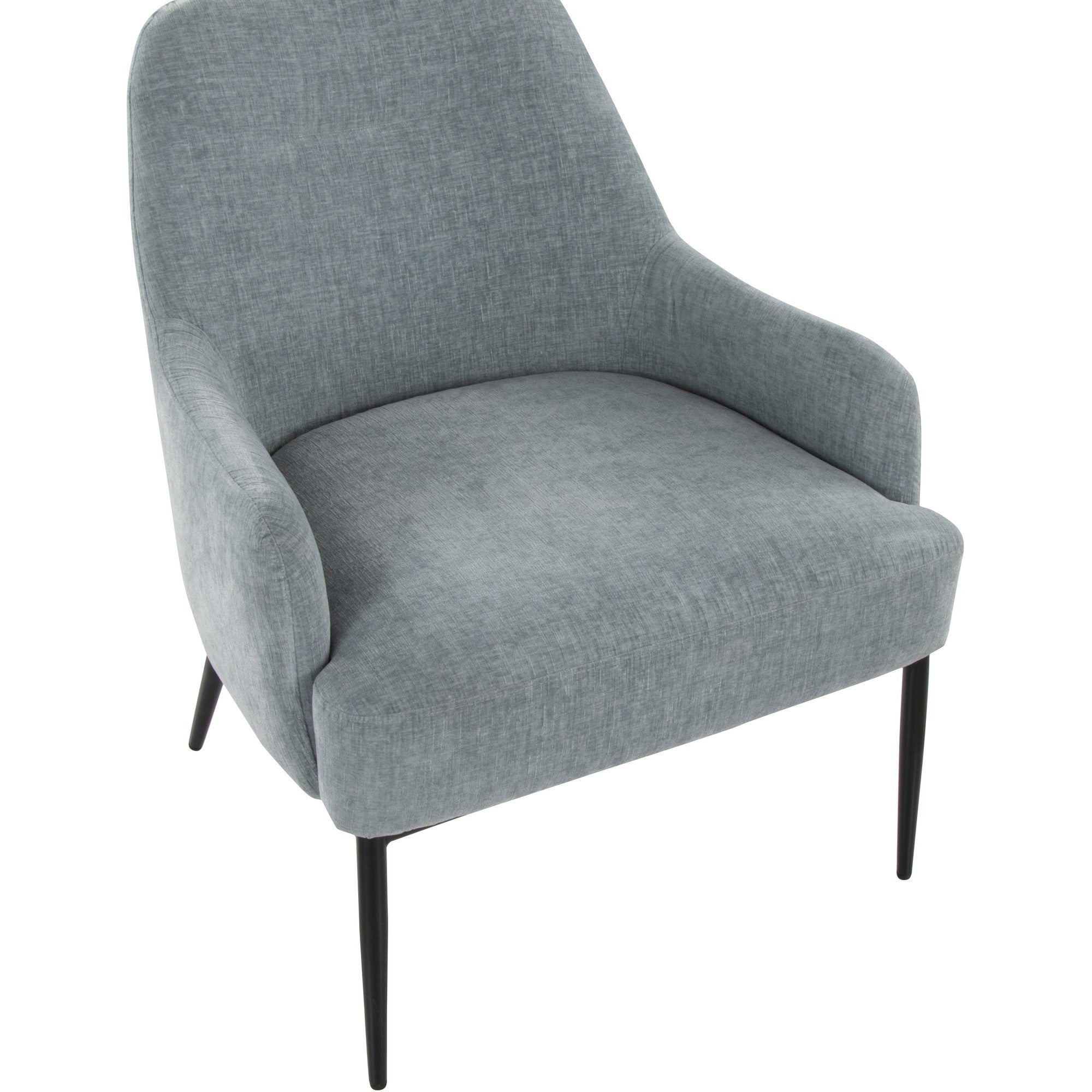Marcel Accent Chair - Black Metal, Light Blue Fabric