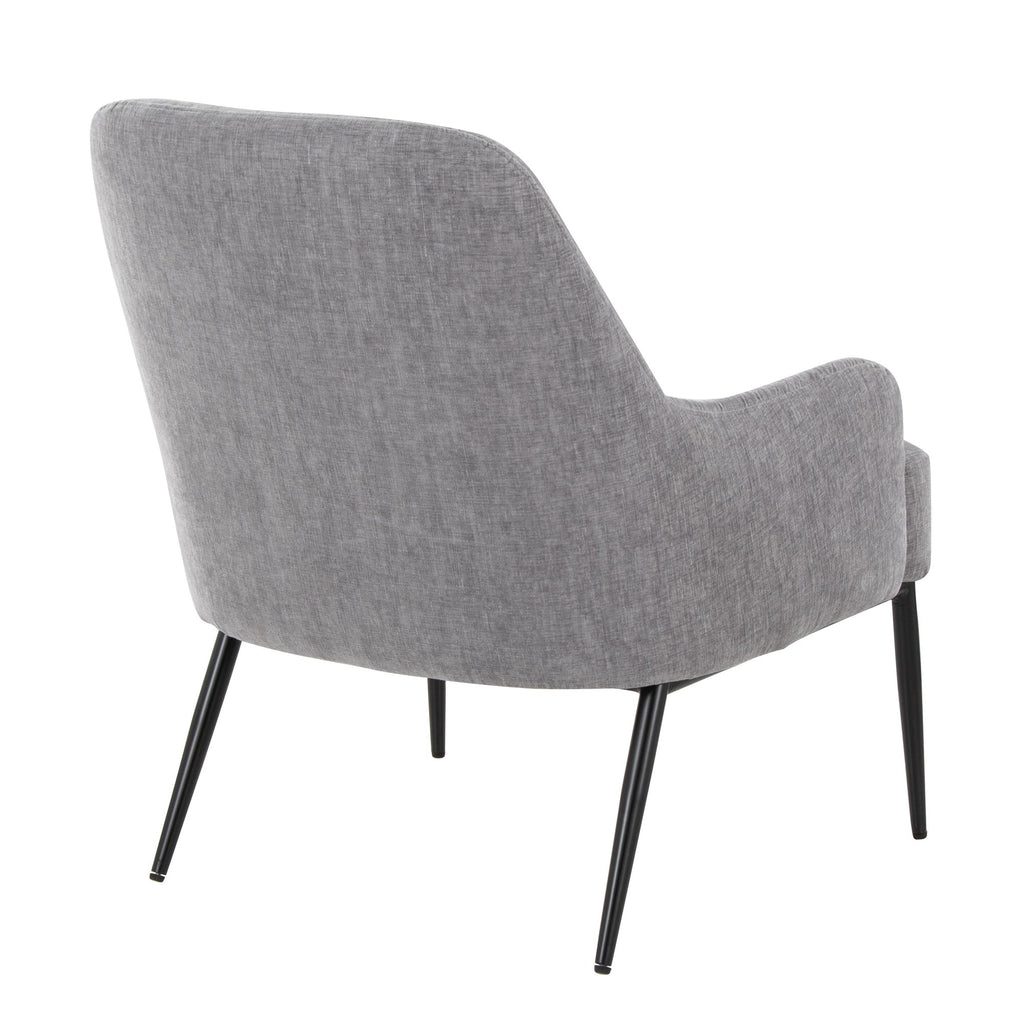 Marcel Accent Chair - Black Metal, Light Grey Fabric