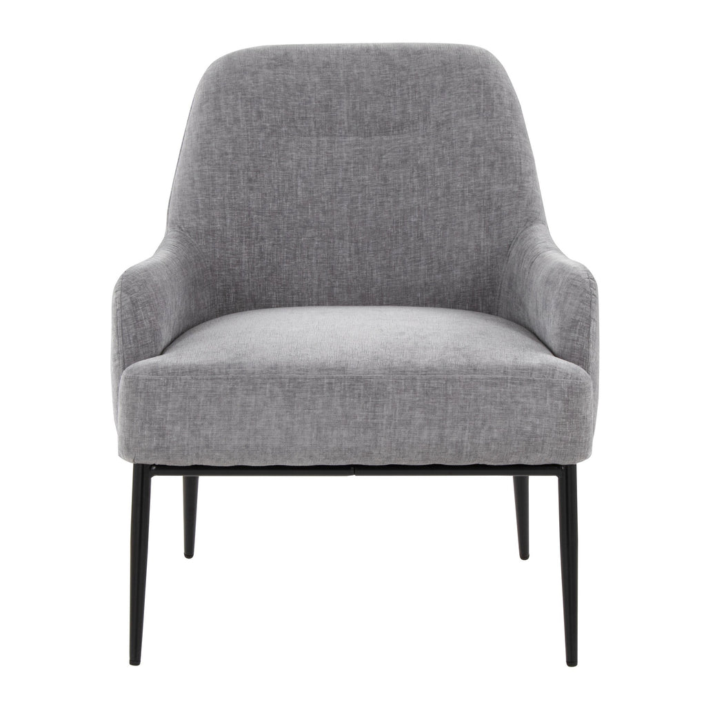 Marcel Accent Chair - Black Metal, Light Grey Fabric