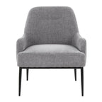 Marcel Accent Chair - Black Metal, Light Grey Fabric