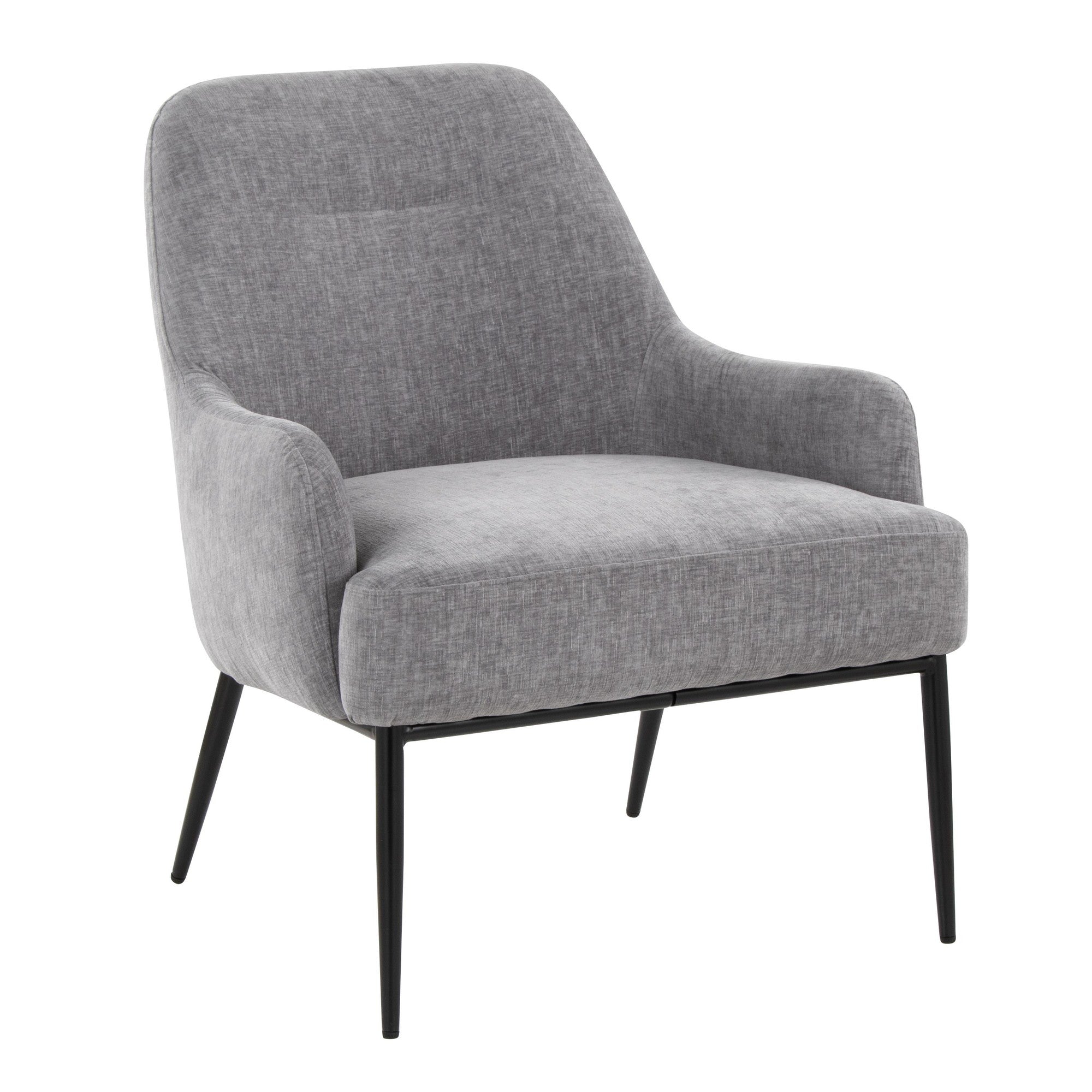 Marcel Accent Chair - Black Metal, Light Grey Fabric