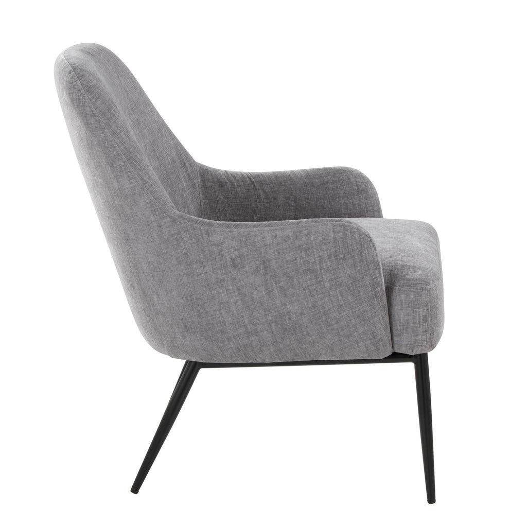 Marcel Accent Chair - Black Metal, Light Grey Fabric