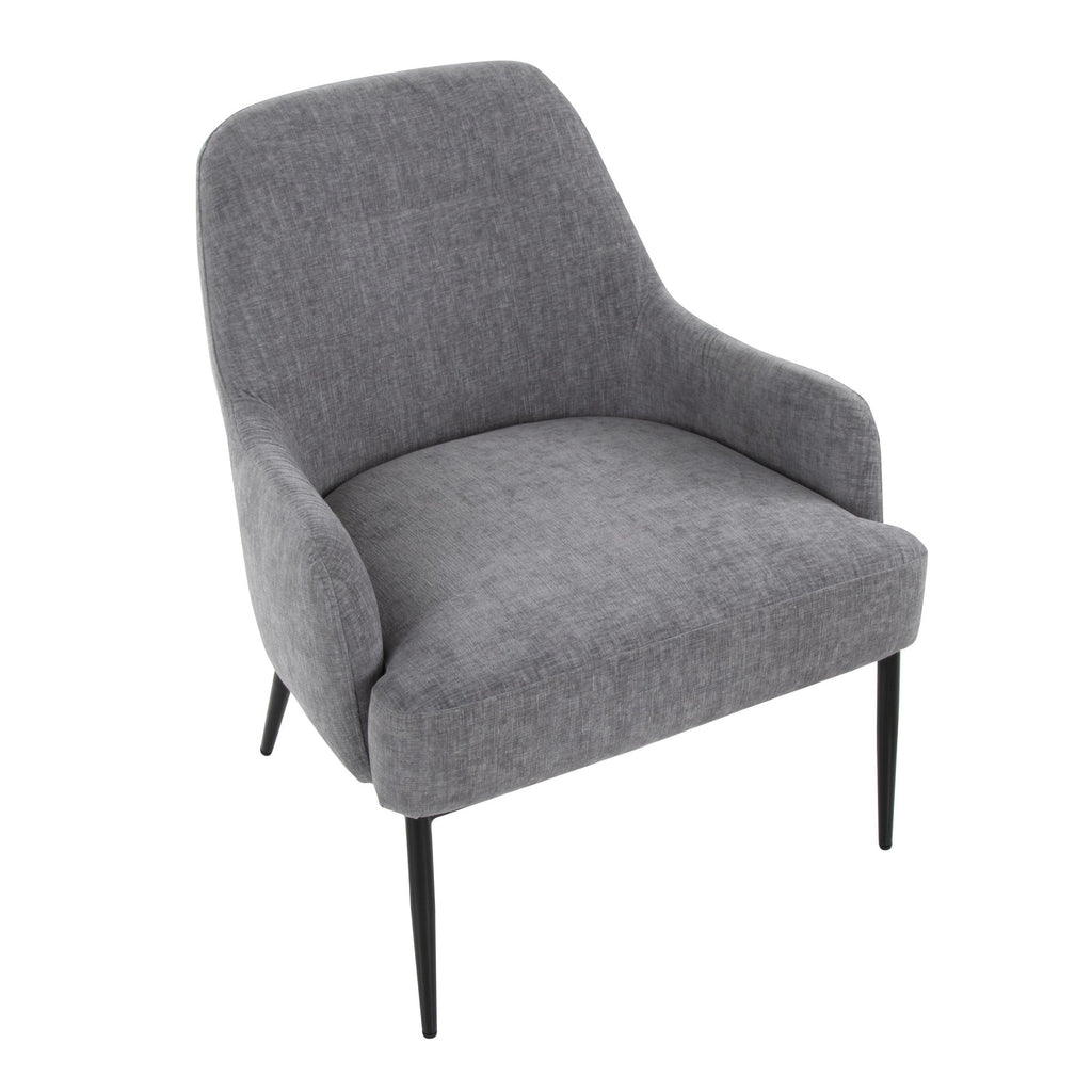 Marcel Accent Chair - Black Metal, Light Grey Fabric