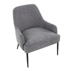 Marcel Accent Chair - Black Metal, Light Grey Fabric