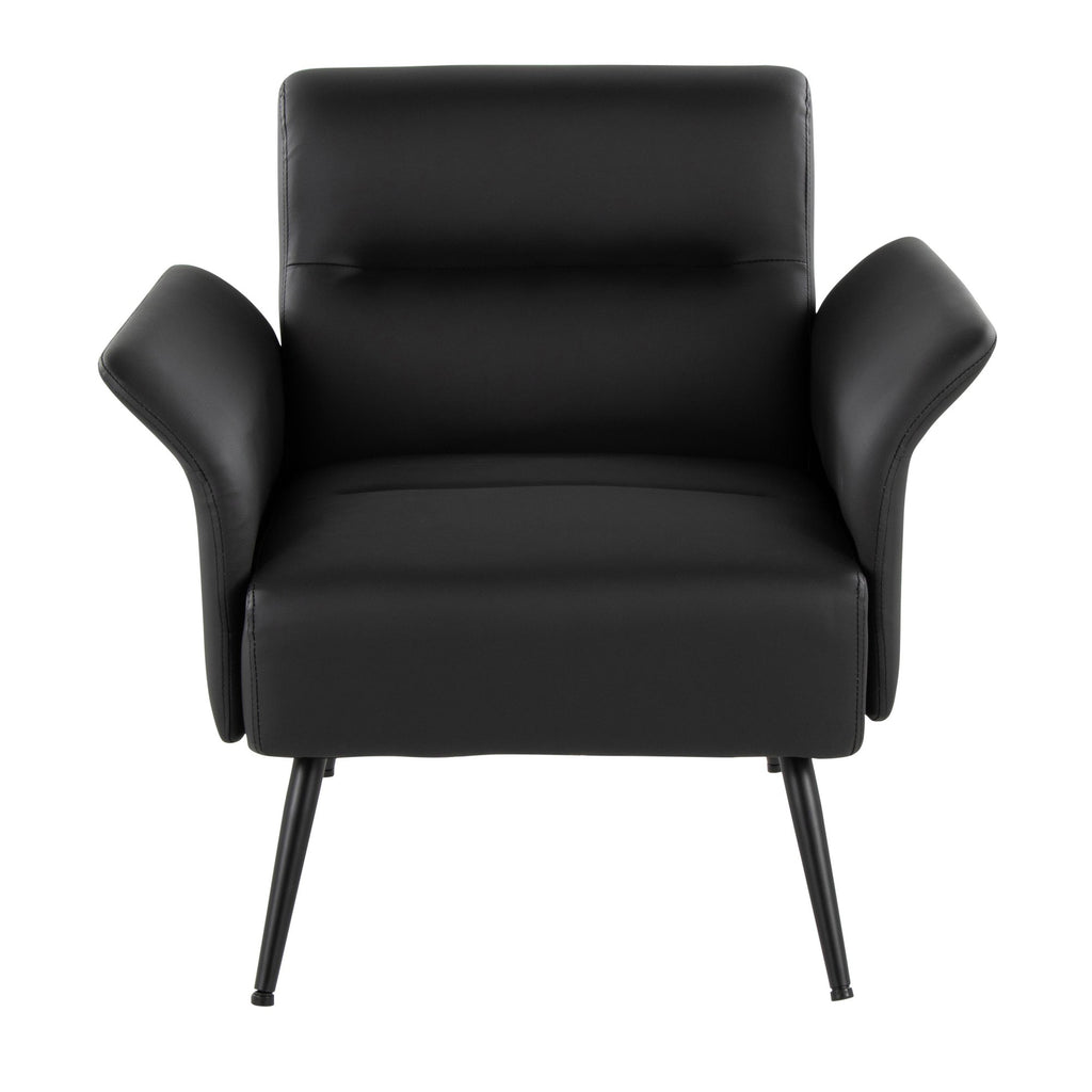 Petal Accent Chair - Black Metal, Black PU