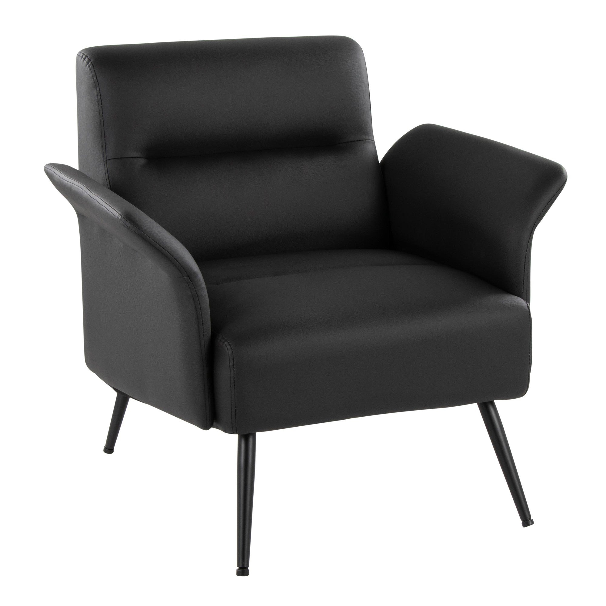 Petal Accent Chair - Black Metal, Black PU