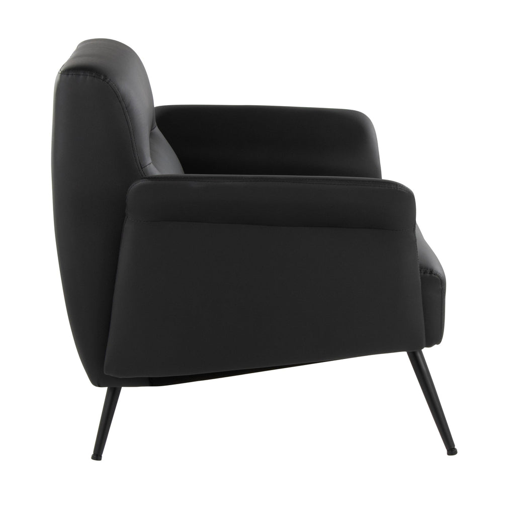 Petal Accent Chair - Black Metal, Black PU