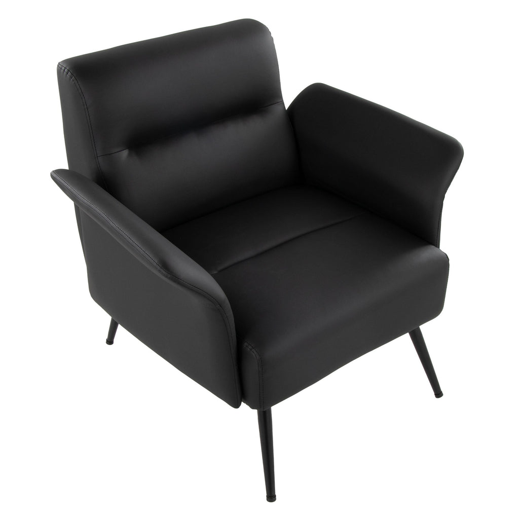 Petal Accent Chair - Black Metal, Black PU