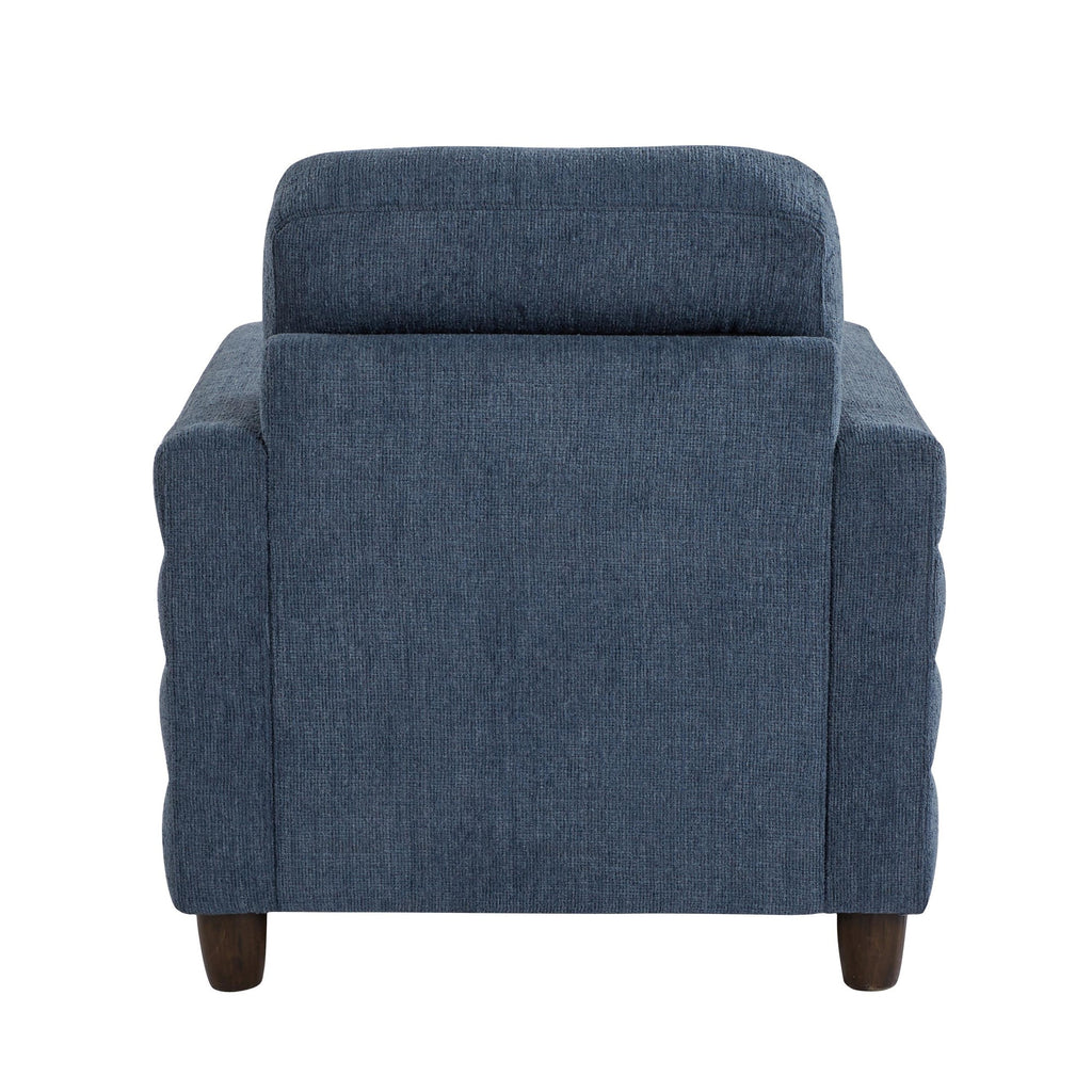 Willow Upholstered Armchair - Espresso Wood, Blue Fabric