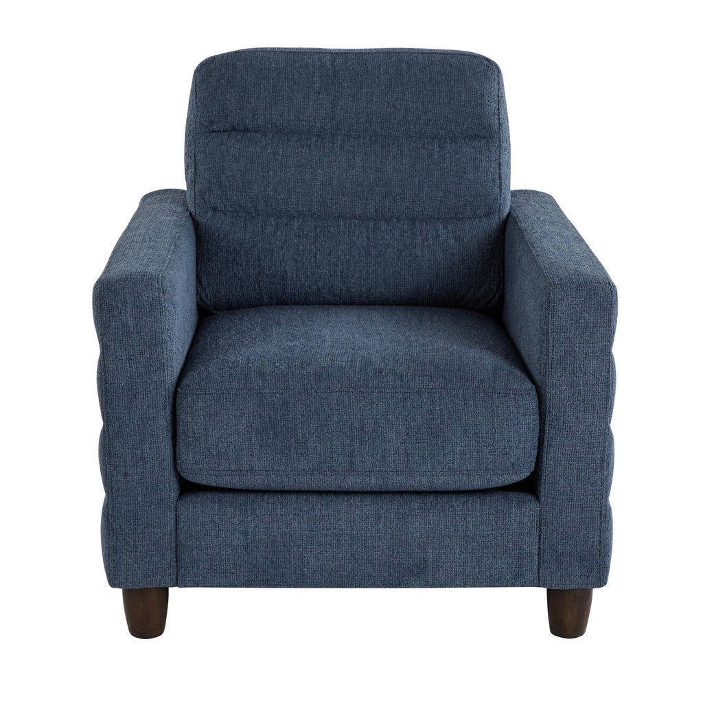 Willow Upholstered Armchair - Espresso Wood, Blue Fabric