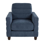 Willow Upholstered Armchair - Espresso Wood, Blue Fabric
