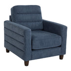 Willow Upholstered Armchair - Espresso Wood, Blue Fabric