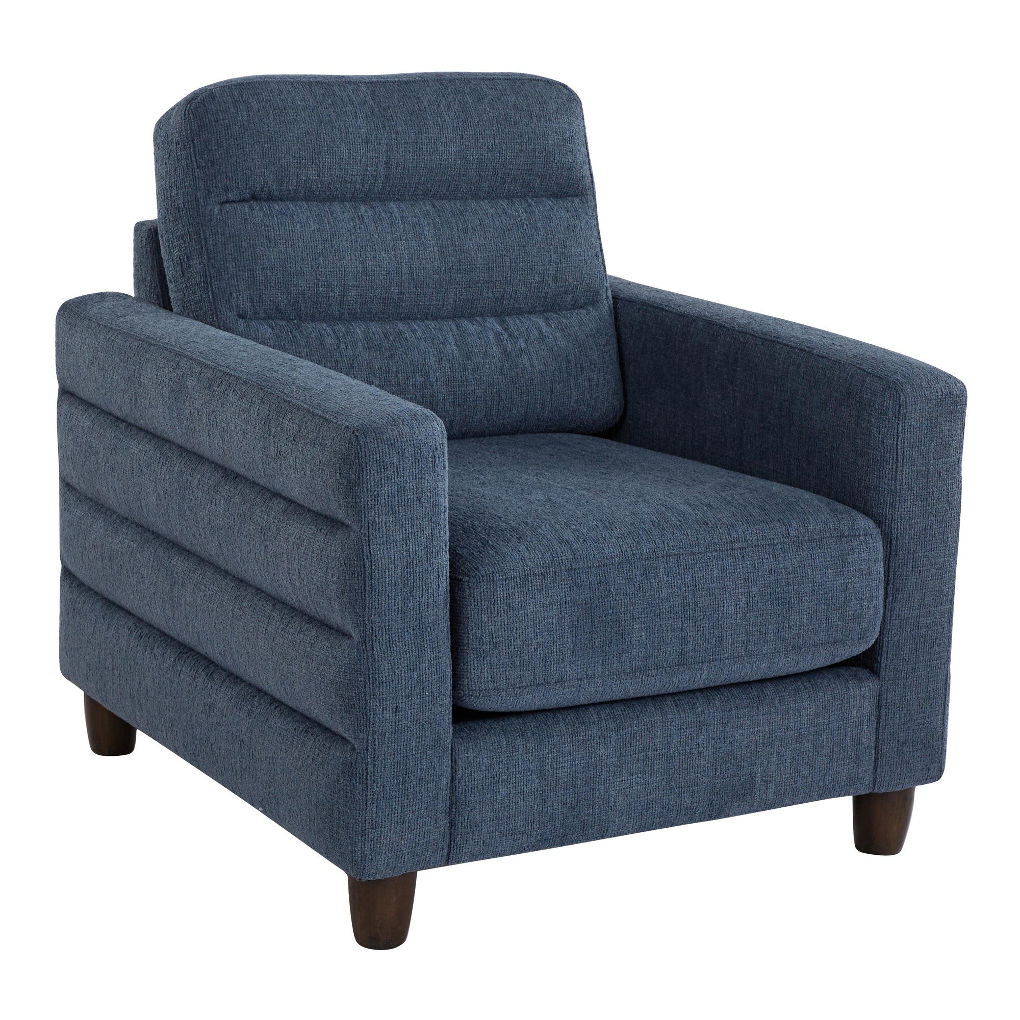 Willow Upholstered Armchair - Espresso Wood, Blue Fabric